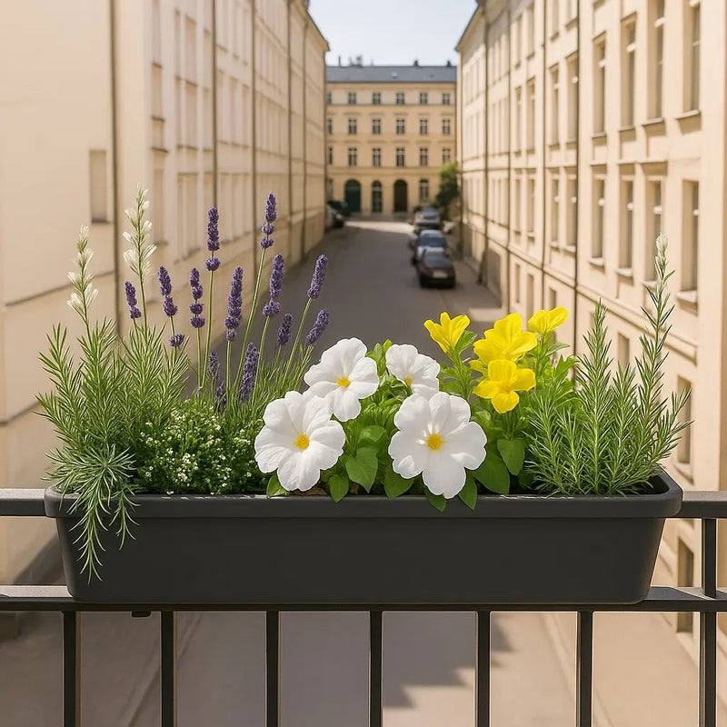 Balkonista zestaw balkonowy tuscany w antracytowej donicy z lawendą 2